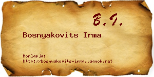 Bosnyakovits Irma névjegykártya