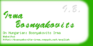 irma bosnyakovits business card